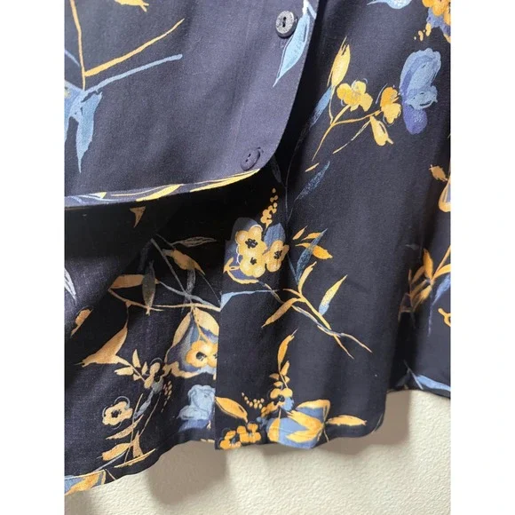 Sag Harbor Woman Navy Blue Floral Button Front Rayon Midi Skirt Plus Size 1X VTG - Picture 4 of 10